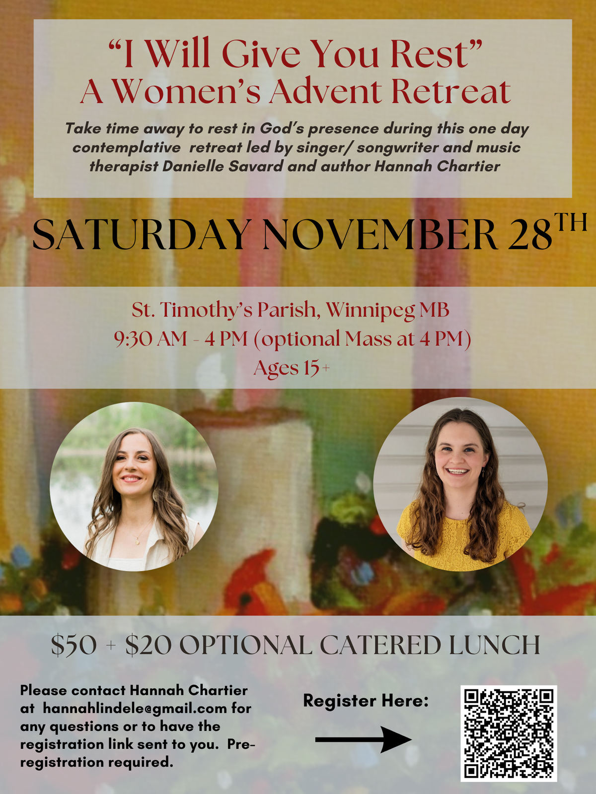 November 28th - Women's Advent Retreat, Winnipeg MB